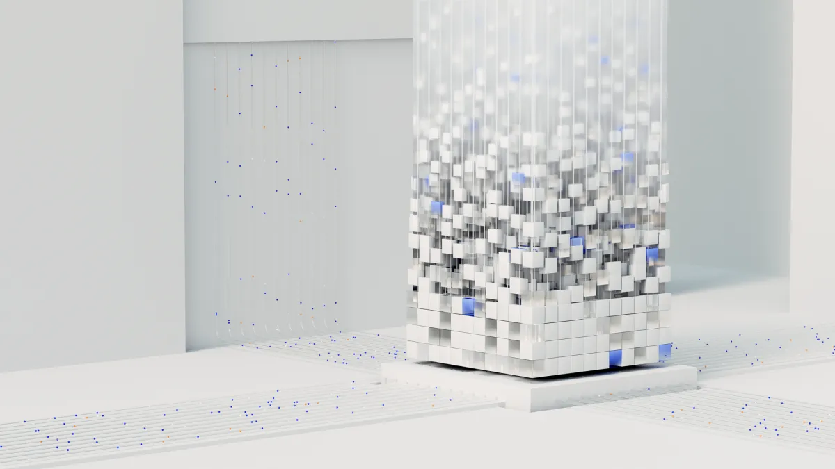 Abstract 3D render visualizing artificial intelligence and neural networks in digital form.